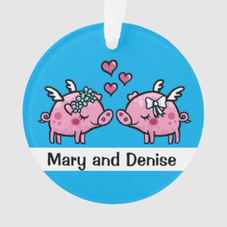 Flying pig brides customisable gay marriage ornament