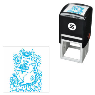 FLYING PIG, BUTTERFLY WINGS, GARDEN FAIRY WHIMSY SELF-INKING STAMP