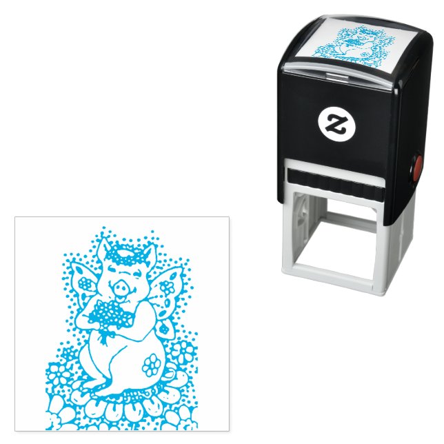 FLYING PIG, BUTTERFLY WINGS, GARDEN FAIRY WHIMSY SELF-INKING STAMP (In Situ)