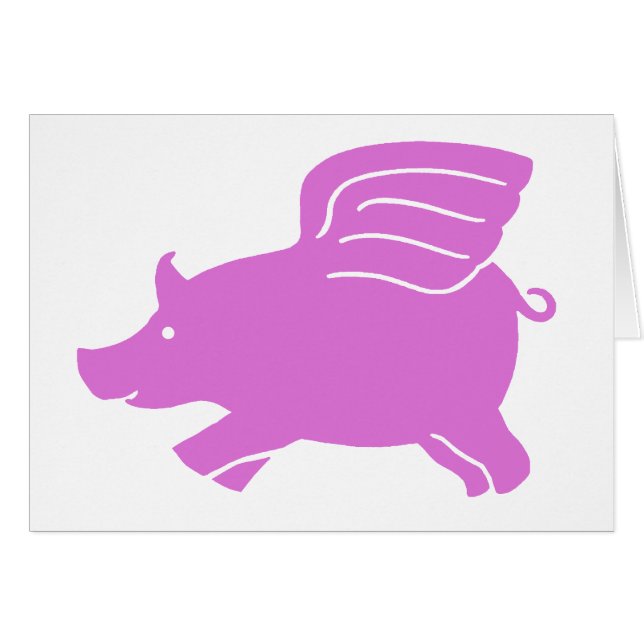 Flying Pig Card -  Pink (Front Horizontal)