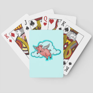 Flying pig cartoon humour playing cards