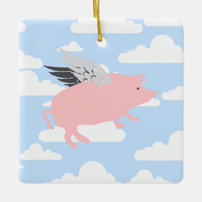 Flying Pig Ceramic Tree Decoration (Front)