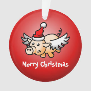 Flying Pig Christmas Acrylic Ornament