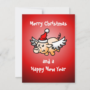 Flying Pig Christmas Card