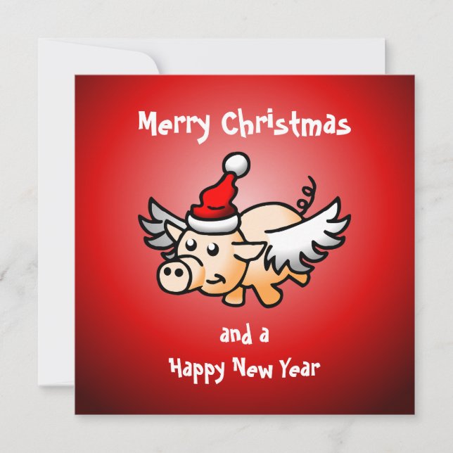 Flying Pig Christmas Card (Front)