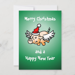 Flying Pig Christmas Card
