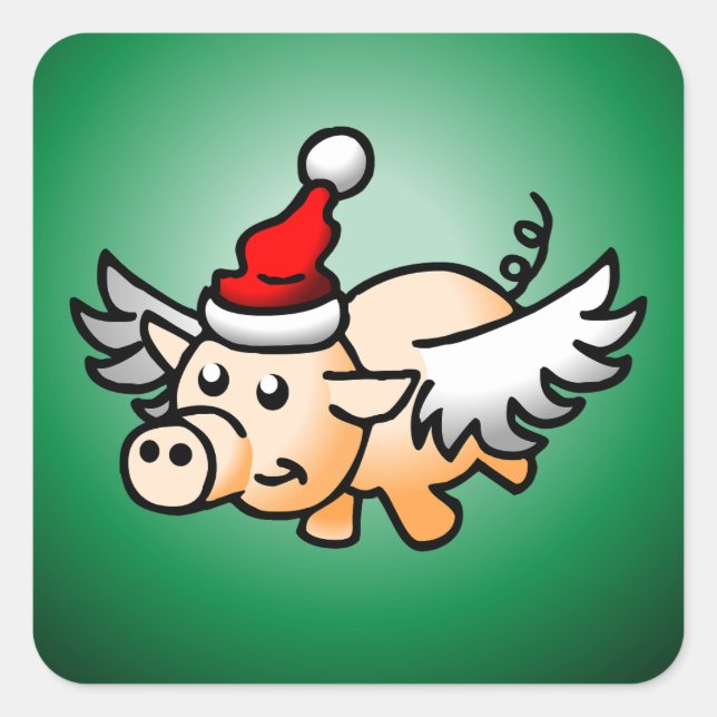 Flying Pig Christmas Classic Square Sticker (Front)