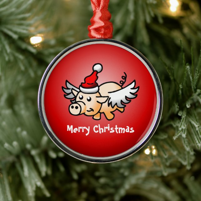 Flying Pig Christmas Metal Tree Decoration (Tree)
