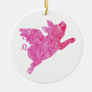 Flying Pig, Christmas Ornament, Pig Ceramic Tree Decoration