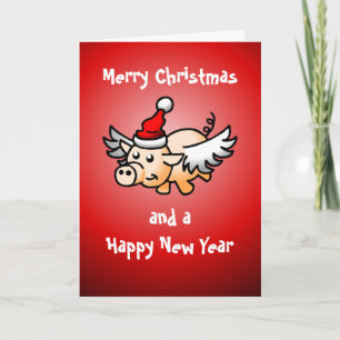 Flying Pig Christmas Photo Card
