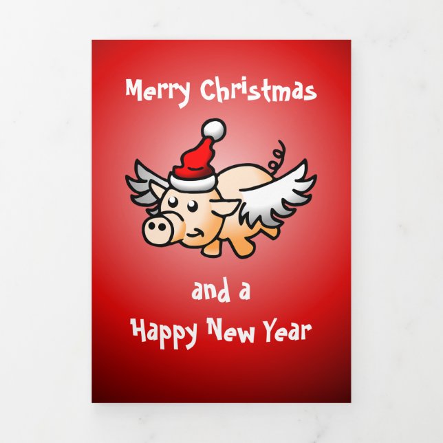 Flying Pig Christmas Photo Card (Cover)