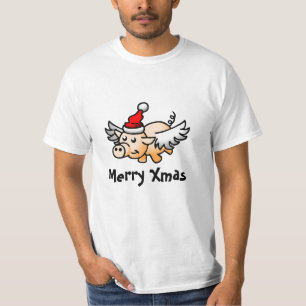 Flying Pig Christmas T-shirt