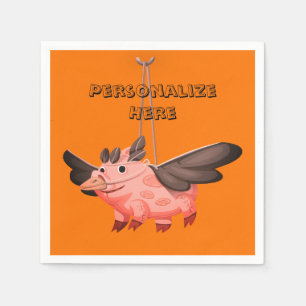 Flying pig crow costume fall cute autumn orange napkin