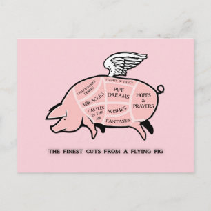 Flying Pig Cut Diagram Postcard