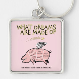 Flying Pig Cut Diagram-What Dreams Are Made Of Key Ring