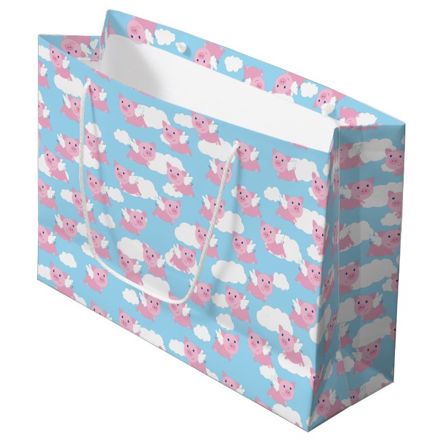 Flying Pig Cute 1st Birthday Gift Bag (Front Angled)