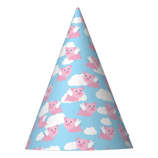 Flying Pig Cute 1st Birthday Party Hats (Front)
