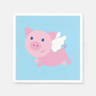 Flying Pig Cute 1st Birthday Party Napkins