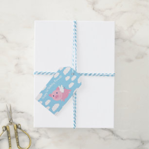 Flying Pig Cute 1st Birthday Party Thank You Gift Tags