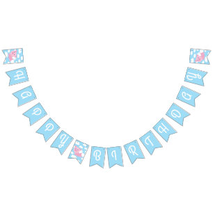 Flying Pig Cute Happy Birthday Bunting Banner
