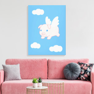 Flying Pig - Cute Piglet with Wings Canvas Print