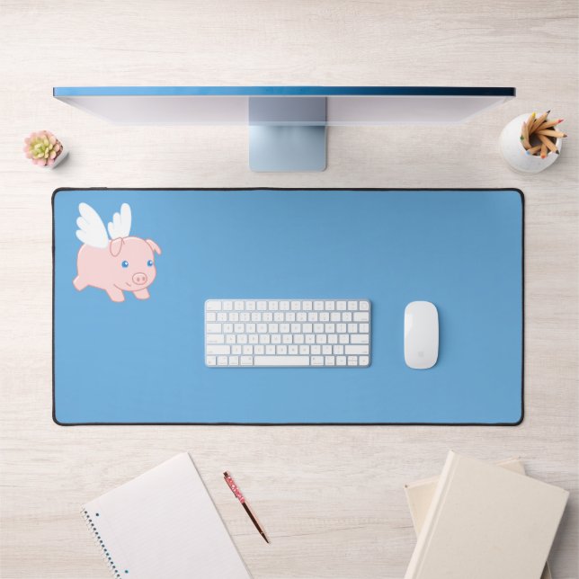 Flying Pig - Cute Piglet with Wings Desk Mat (Office 1)