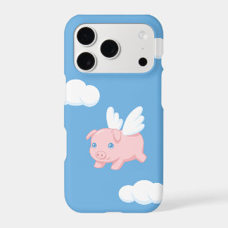 Flying Pig - Cute Piglet with Wings on Blue