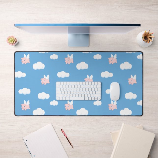 Flying Pig Cute Piglet with Wings Pattern Desk Mat (Office 1)