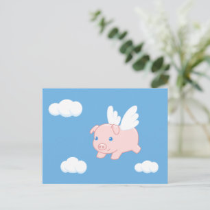 Flying Pig - Cute Piglet with Wings Postcard