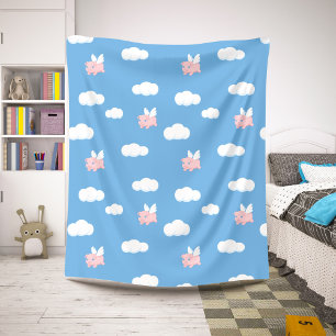 Flying Pig - Cute Piglet with Wings Sherpa Blanket
