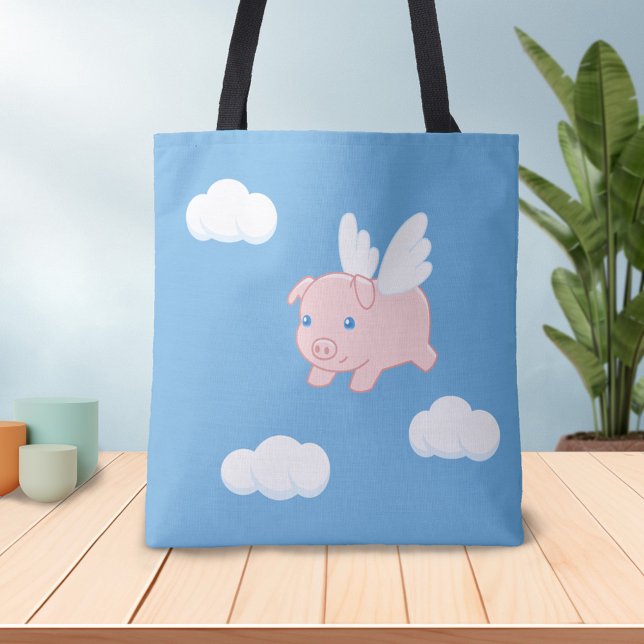 Flying Pig - Cute Piglet with Wings Tote Bag (Creator Uploaded)