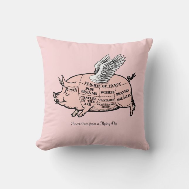 Flying Pig Cuts Diagram Throw Pillow (Front)
