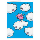 Flying pig dances on clouds