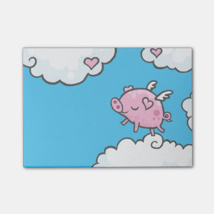 Flying pig dances on clouds note