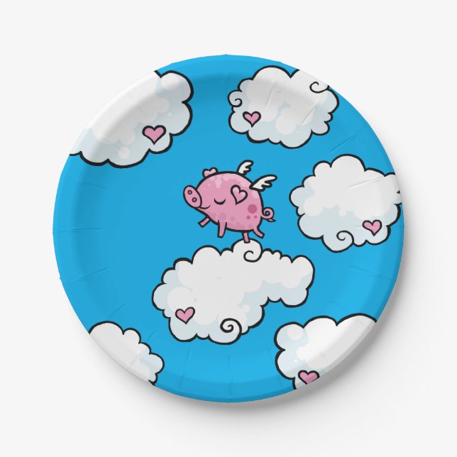 Flying Pig Dances on clouds plate (Front)