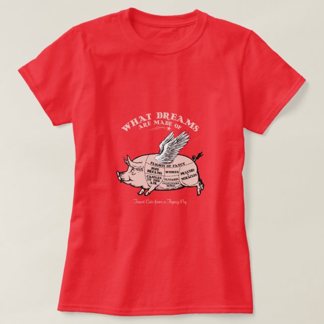 Flying Pig Diagram T-Shirt (Design Front)