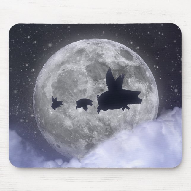 Flying Pig Family-Flying Piglets Mouse Mat (Front)