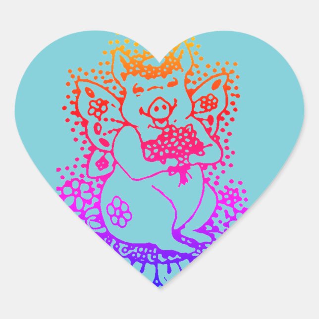 FLYING PIG, FLOWER FAIRY COLOR STICKERS Hrt, SHEET (Front)