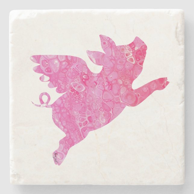 Flying Pig Gifts, When pigs fly, Flying Pig, Pig, Stone Coaster (Front)