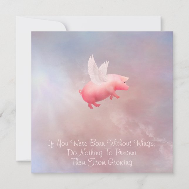 Flying Pig Grow Your Wings Card (Front)