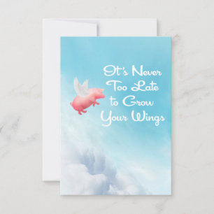 Flying Pig Grow Your Wings Flat Note Card