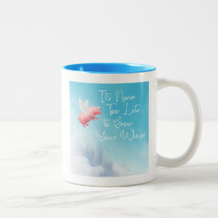 Flying Pig-Grow Your Wings Two-Tone Coffee Mug