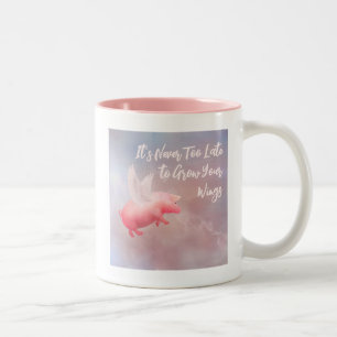 Flying Pig-Grow Your Wings Two-Tone Coffee Mug