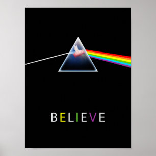Flying pig in prism believe poster