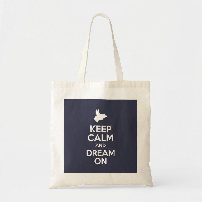 flying pig-keep calm and dream on tote bag (Front)