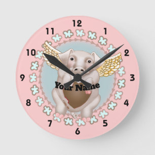 Flying Pig Kiss  clocks