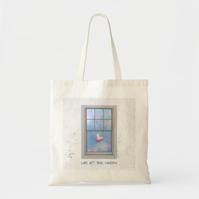 flying pig-look out your window tote bag (Front)