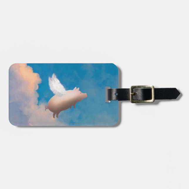 flying pig luggage tag (Front Horizontal)