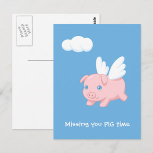 Flying Pig Missing You Postcard