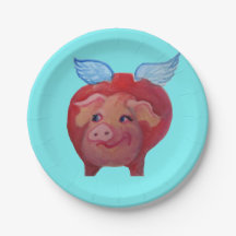 flying pig paper plate